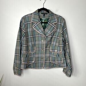 Bernardo Size 14W Women's Green Plaid Y2K 90s Twee Indie Schoolgirl‎ Blazer